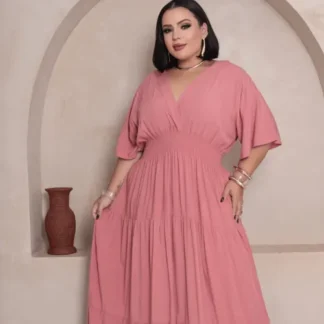 Vestido feminino Plus Size Manga Longo