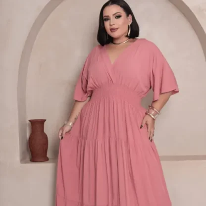Vestido feminino Plus Size Manga Longo